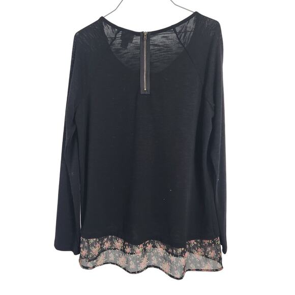 Mossimo Black Floral Trim Long Sleeve Top - Women's XL - Picture 2 of 4